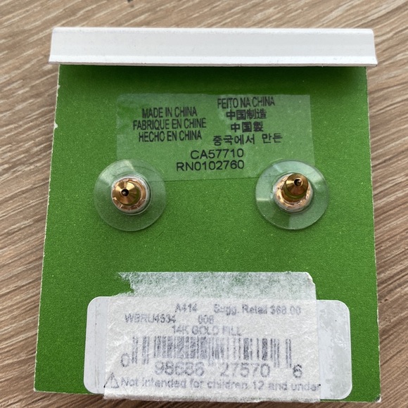 14K Gold Fill Kate Spade Black and Gold Earrings NWT - Picture 3 of 4